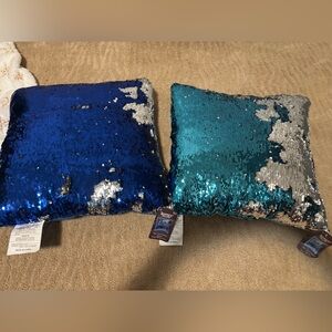 Sequin Accent Pillows - Blue and Teal